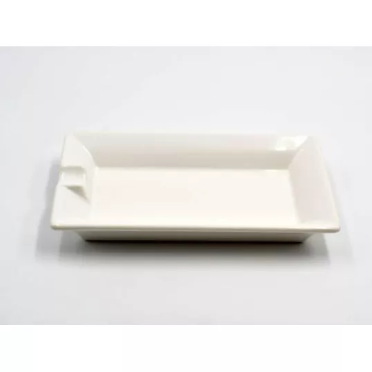Szivar hamutál - Porcelán, fehér - fém szivartartó betéttel - Hamuzó