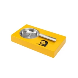 Szivaros hamutartó Che Guevara grafikával, fényes sárga színben, 1 szivar részére