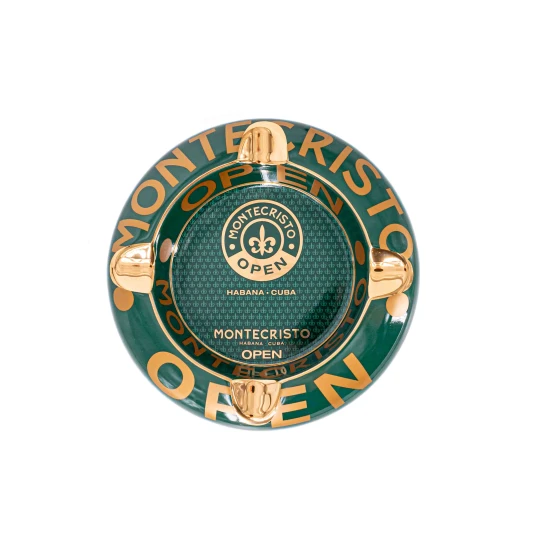 Montecristo Open zöld színű porcelán szivar hamutál 4 szivar részére - Arany színű Montecristo feliratokkal