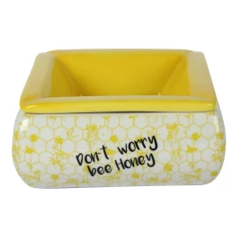 Közepes méretű kerámia hamutartó - Don't worry be honey felirattal