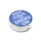 Kör alakú zsebhamutál - Keep Calm and Smoke On felirattal - kék - Nemzeti Dohányboltok és szivar szaküzletek számára