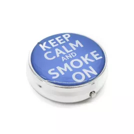 Kör alakú zsebhamutál - Keep Calm and Smoke On felirattal - kék