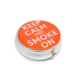 Kör alakú zsebhamutál - Keep Calm and Smoke On felirattal - narancssárga
