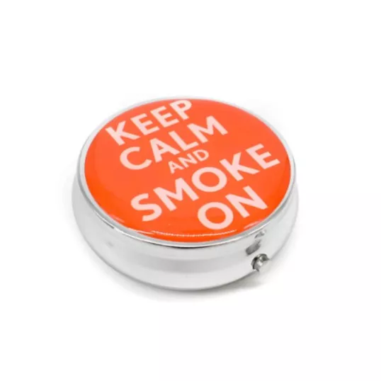 Kör alakú zsebhamutál - Keep Calm and Smoke On felirattal - narancssárga