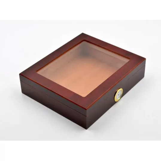 Angelo üvegtetős humidor 30 szivar részére, cédrusfa szivar tároló – bordó