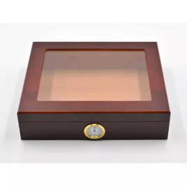 Angelo üvegtetős humidor 30 szivar részére, cédrusfa szivar tároló – bordó