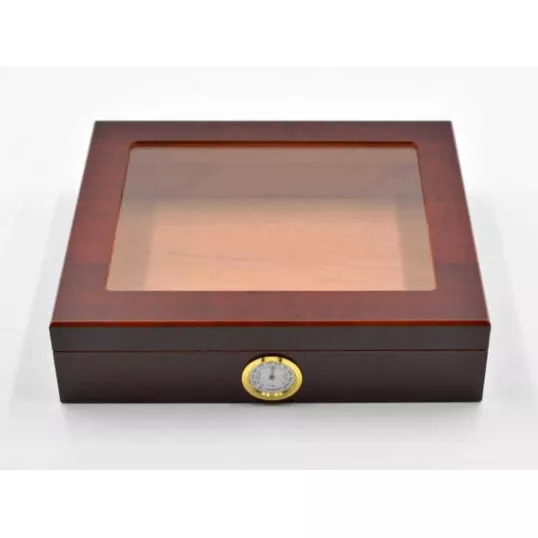 Angelo üvegtetős humidor 30 szivar részére, cédrusfa szivar tároló – bordó