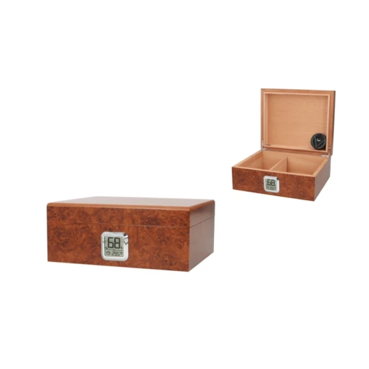 Angelo gyökérmintás humidor 40 szivarhoz, cédrusfa szivar tároló doboz digitális hygrométerrel - Humidor 40-80 szál szivarnak