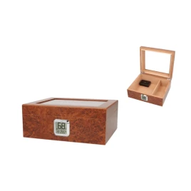 Angelo gyökérmintás cédrusfa humidor 50 szál szivar részére, párásítóval, digitális külső hygrométerrel