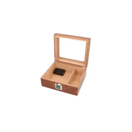 Angelo gyökérmintás cédrusfa humidor 50 szál szivar részére, párásítóval, digitális külső hygrométerrel