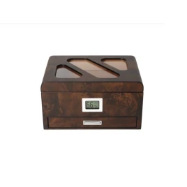 Elegáns szivar doboz 35-40 szál szivar, cédrusfa humidor külső digitális hygrométer és párosítóval + szivaros szett 