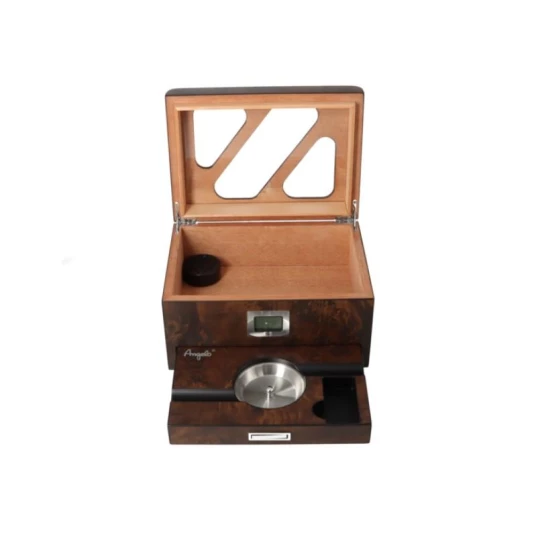 Elegáns szivar doboz 35-40 szál szivar, cédrusfa humidor külső digitális hygrométer és párosítóval + szivaros szett - Humidor 20-40 szál szivarnak