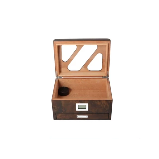 Elegáns szivar doboz 35-40 szál szivar, cédrusfa humidor külső digitális hygrométer és párosítóval + szivaros szett - Humidor 20-40 szál szivarnak