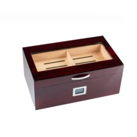 Faro humidor 60–100 szál szivar részére, spanyol cédrusfa belsővel, digitális hygrométerrel és párásítóval, vörösesbarna mahagóni