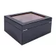 Humidor 40 szál szivar részére, cédrusfa szivar doboz üvegtetővel, párásítóval,digitális hygrométerrel - carbon mintás, Angelo