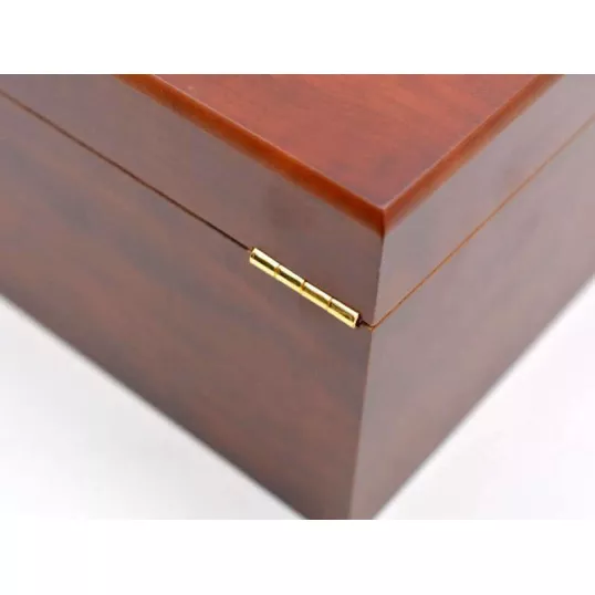 Angelo humidor 50-75 szál szivar részére, barna színű, cédrusfa belső, üvegtető, párásító, digitális hygrométer