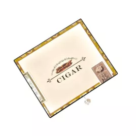 Humidor 35 szál szivar részére, Cigar mintás, lakkozott szivartartó doboz, kulccsal zárható, párásító és belső hygrometer - Angelo