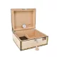 Humidor 35 szál szivar részére, Cigar mintás, lakkozott szivartartó doboz, kulccsal zárható, párásító és belső hygrometer - Angelo