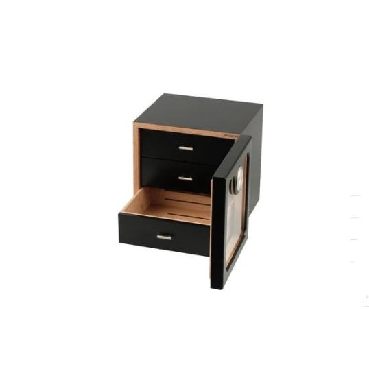 Padonio humidor szekrény fekete színben, üveg ajtóval – 50 szál szivarhoz