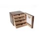 Faro humidor 60-90 szál szivar részére, üvegajtós, 4 fiókos, cédrusfa belső, párásítóval, analóg hygrométerrel, közép–sötét barna színű
