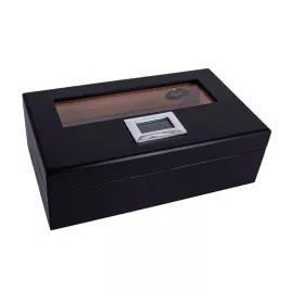Angelo utazó humidor 8–10 szivarhoz, cédrusfa belsővel, digitális hygrométerrel – fekete