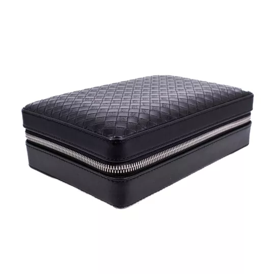 Bőr borítású cédrusfa utazó humidor 4 szál szivar részére, tároló zsebbekkel a szivar kellékel számára - Angelo