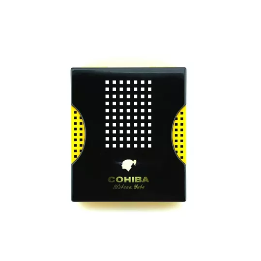 Cohiba cédrus fával bélelt utazó humidor 5-6 szál szivar részére-fekete és sárga