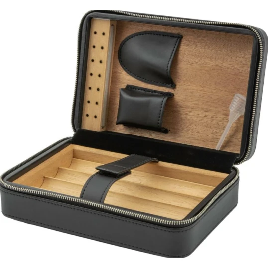 Passatore bőr borítású utazó humidor 4 szál szivar részére – cédrusfa belsővel - Humidor 5-20 szál szivarnak