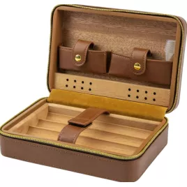 Passatore barna bőr borítású utazó humidor 4 szál szivar részére – cédrusfa belsővel