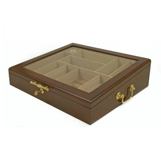 Angelo gastrohumidor 80-100 szálas szivardoboz, cédrusfa szivartartó doboz, üvegtető, párásító - Vörösesbarna színű - Humidor 80-150 szál szivarnak