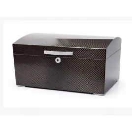 Angelo carbon borítású humidor, magasfényű kivitelben, párásítóval és hygrométerrel – akár 100–120 db Corona méretű szivar tárolására - OUTLET-2