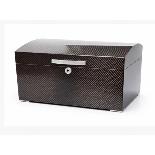 Angelo carbon borítású humidor, magasfényű kivitelben, párásítóval és hygrométerrel – akár 100–120 db Corona méretű szivar tárolására - OUTLET-2