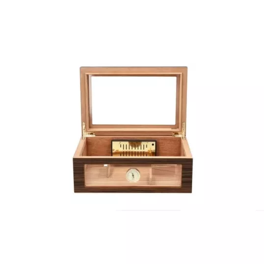 Adorini Treviso Grande Deluxe humidor ébenfa borítással – körbe üveges szivartároló 100 szál szivarhoz