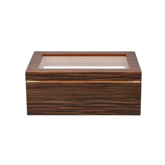 Adorini Treviso Grande Deluxe humidor ébenfa borítással – körbe üveges szivartároló 100 szál szivarhoz
