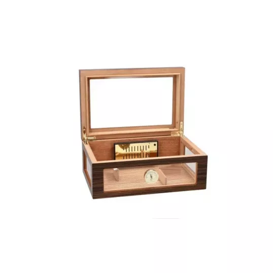 Adorini Treviso Grande Deluxe humidor ébenfa borítással – körbe üveges szivartároló 100 szál szivarhoz