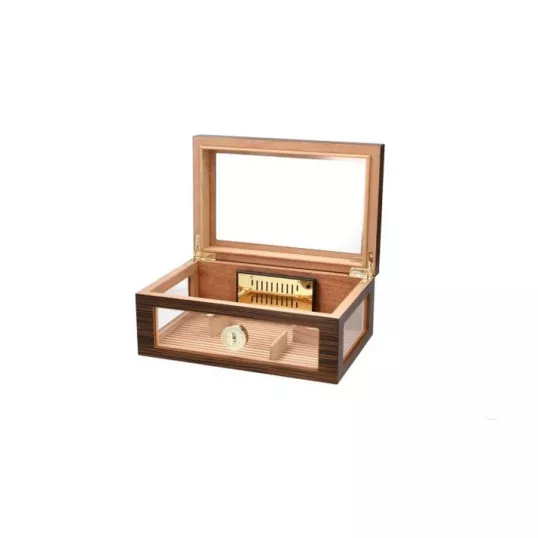 Adorini Treviso Grande Deluxe humidor ébenfa borítással – körbe üveges szivartároló 100 szál szivarhoz