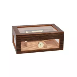 Adorini Treviso Grande Deluxe humidor ébenfa borítással – körbe üveges szivartároló 100 szál szivarhoz