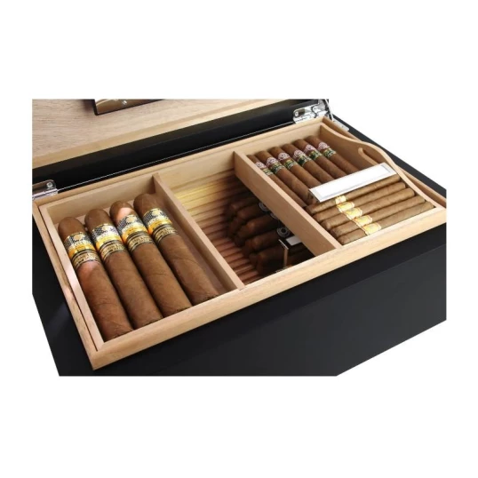 Adorini Torino Grande Deluxe humidor – fekete, nagy méretű szivardoboz, 125 szál szivar részére