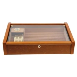 Adorini Vega Deluxe üvegtetejű spanyol cédrusfa humidor, mahagóni barna - kb. 70 - 75 szál szivarnak