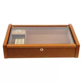 Adorini Vega Deluxe üvegtetejű spanyol cédrusfa humidor, mahagóni barna - kb. 70 - 75 szál szivarnak