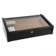 Adorini Vega Deluxe üvegtetős humidor, matt fekete lakkozott felülettel, spanyol cédrusfa belsővel, 70–75 szál szivar részére - Humidor 40-80 szál szivarnak