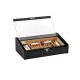 Adorini Vega Deluxe üvegtetős humidor, matt fekete lakkozott felülettel, spanyol cédrusfa belsővel, 70–75 szál szivar részére