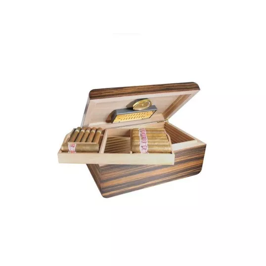 Adorini Novara L Deluxe humidor világos barna ébenfa mintás szivardoboz, kivehető tálcával - 150 szál szivar részére