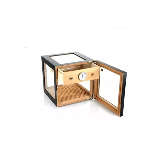 Adorini Cube Deluxe fekete humidor szekrény – körben üveges kivitel, 100 szál szivar részére