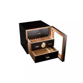 Adorini Chianti-M Deluxe humidor – matt fekete fiókos szivar szekrény üvegajtóval, 125 szál szivarhoz