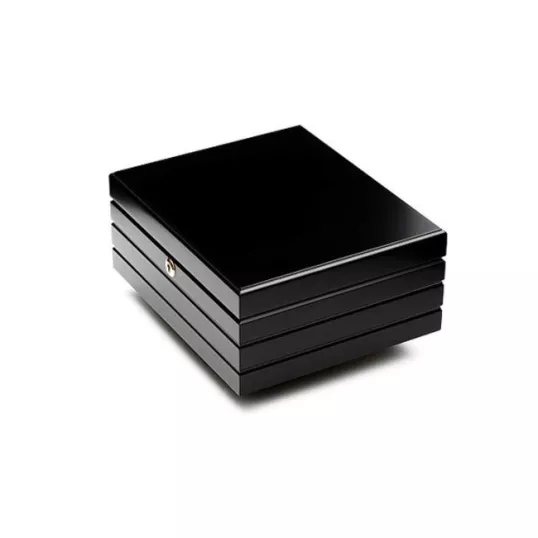 Adorini Firenze Deluxe spanyol cédrusfa humidor, fényes fekete lakozott szivardoboz 75 szál szivar számára - Humidor 40-80 szál szivarnak
