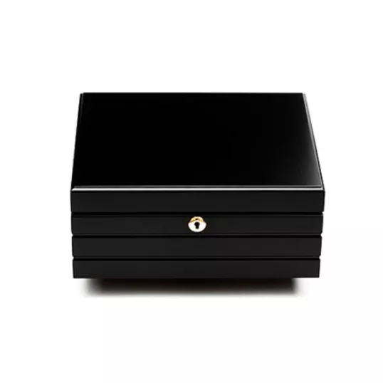 Adorini Firenze Deluxe spanyol cédrusfa humidor, fényes fekete lakozott szivardoboz 75 szál szivar számára - Humidor 40-80 szál szivarnak
