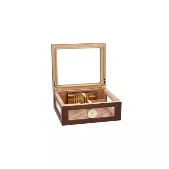 Adorini Treviso Walnut M Deluxe humidor – körben üveges kivitel, diófa borítással, 75 szál szivar részére