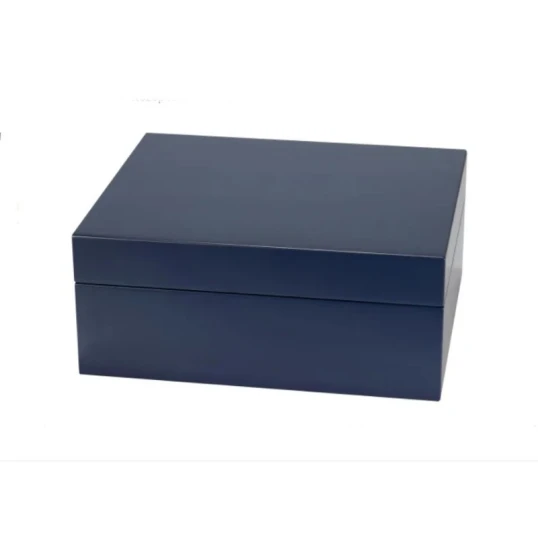 Adorini Humidor Medium Deluxe Midnight Blue humidor, matt éjkék lakkozott felülettel, 75 szál szivar részére