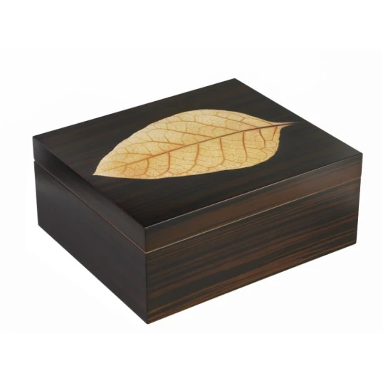 Adorini Verona Deluxe sötétbarna csíkos humidor dohánylevél mintával - Humidor 40-80 szál szivarnak